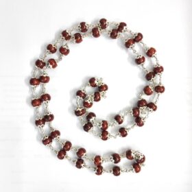 लाल चन्दन की माला ( 54 दाने ) सिल्वर कैप के साथ - Red Sandalwood ( Lal Chandan ) Mala 54 Beads With silver cap with Lab Report