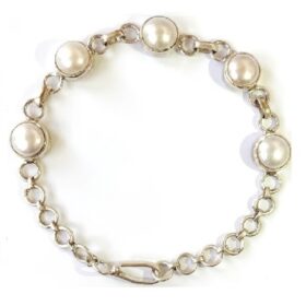 Pearl Bracelet ( मोती ब्रेसलेट ) 16.25 Ratti (Moti) in Silver With Lab Report