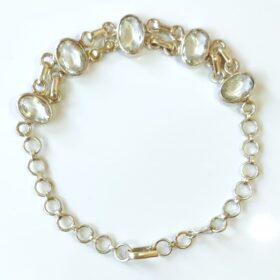 White Topaz Bracelet ( वाइट टोपाज ब्रेसलेट ) 16.25 Ratti (White Topaz) in Silver With Lab Report