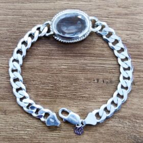 White Topaz Bracelet ( वाइट टोपाज ब्रेसलेट ) 33.25 Ratti (White Topaz) in Silver With Lab Report